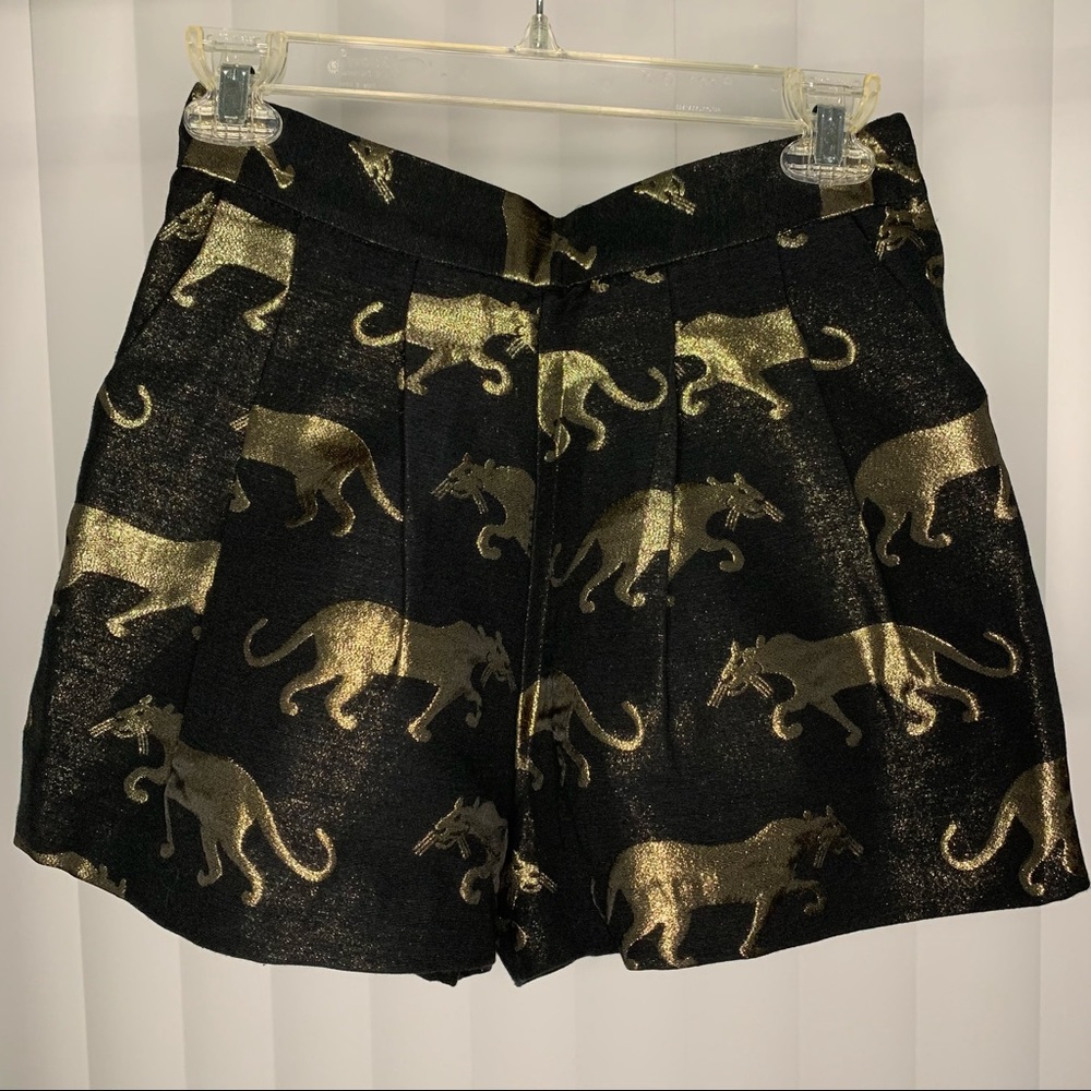 Print Black Gold High Waist Shorts